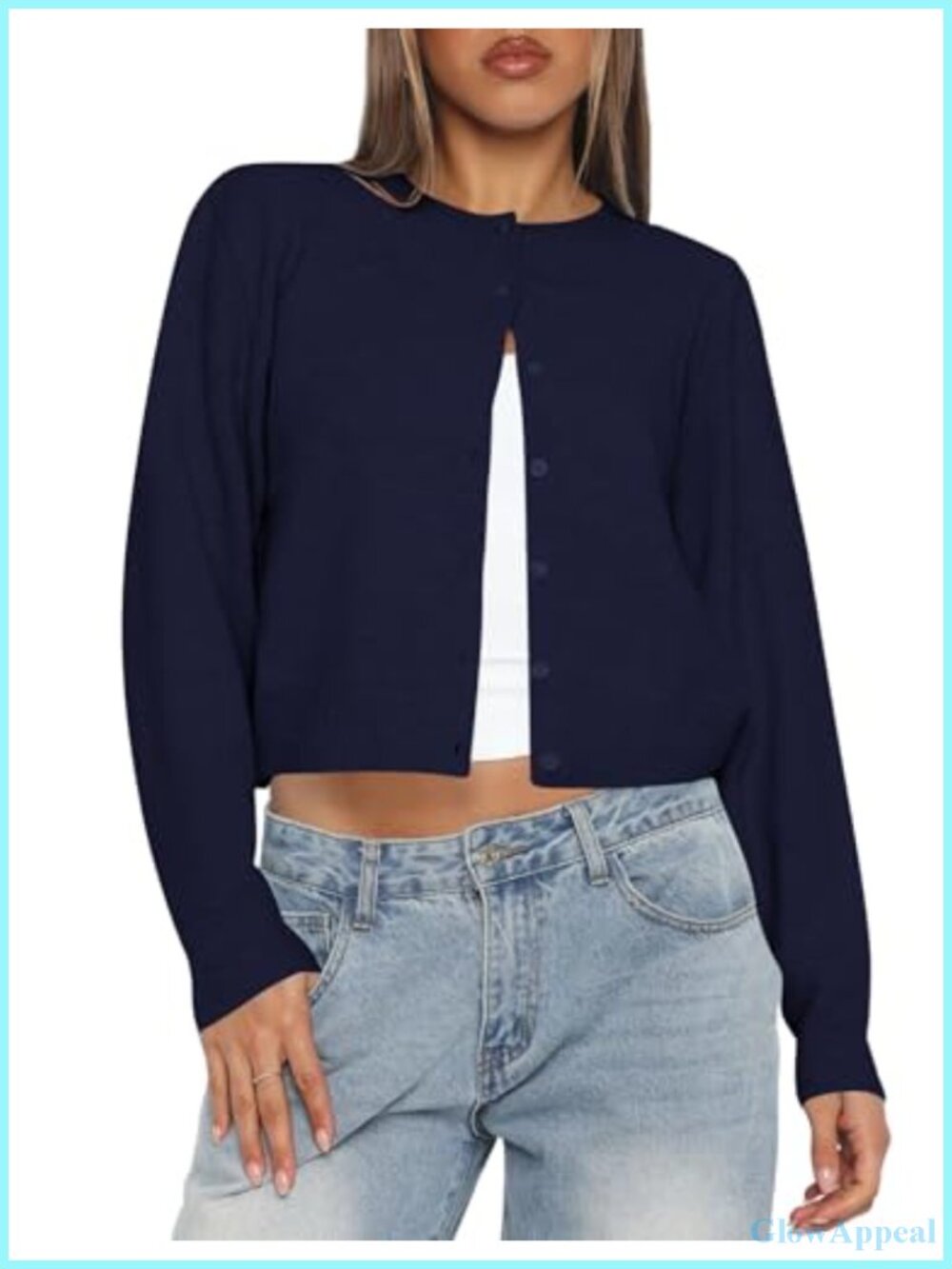 Cropped Cardigan Sweaters for Women Lightweight Knit Button Up Cardigan Y2K